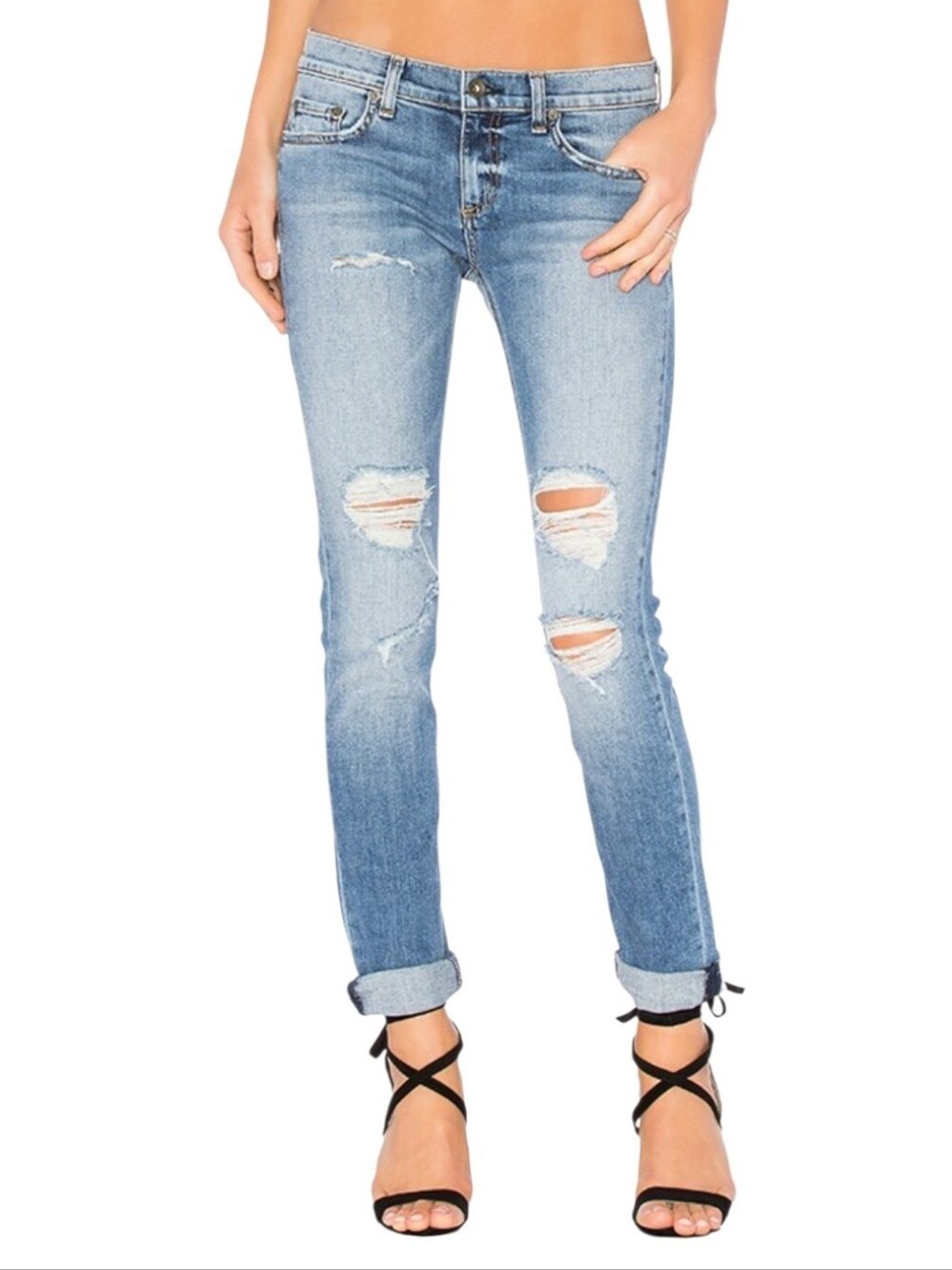 rag & bone Dre Jeans Size 28 Slim Low Rise Distressed Denim